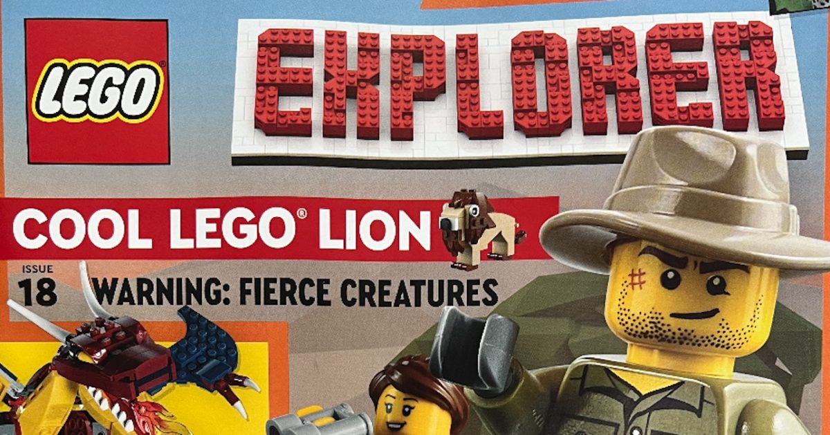 LEGO Explorer magazine issue 18 includes free brick-built lion