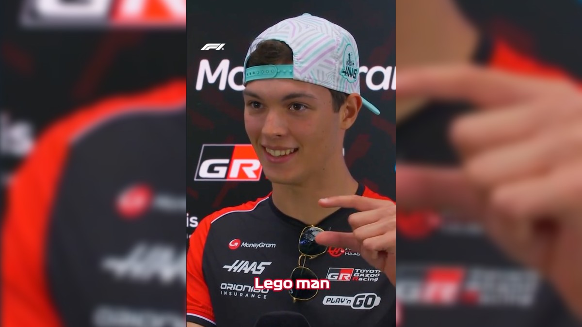 Haas F1 driver Ollie Bearman takes his LEGO minifigure into his own hands