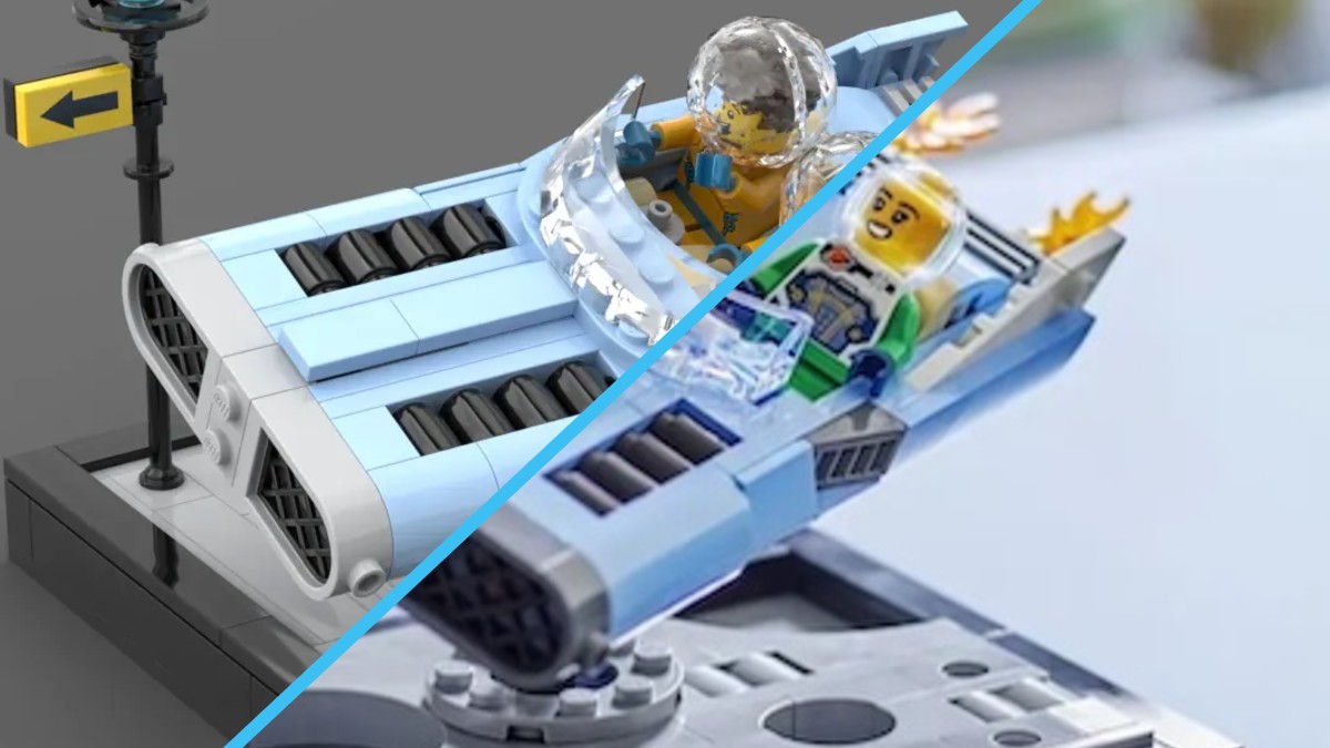 Comparing LEGO Ideas 40789 Flying Moon Car to original fan design
